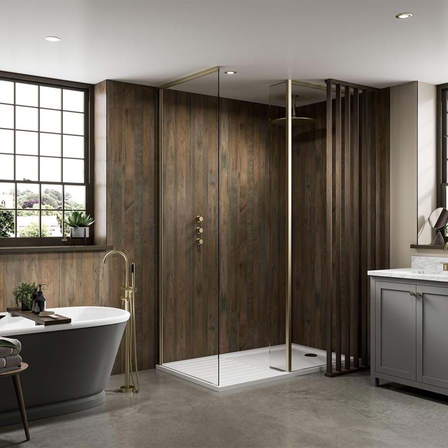 Salvaged Planked Elm Wandpanelen voor de douche