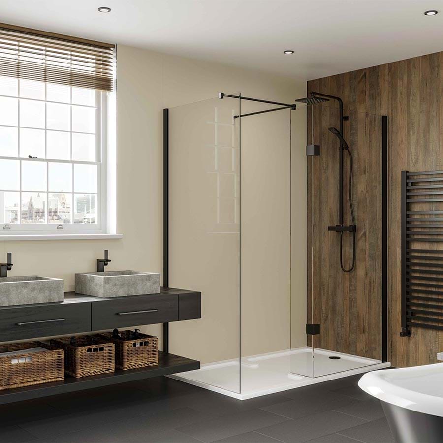 Parchment Salvaged Planked Elm Wandpanelen voor de douche