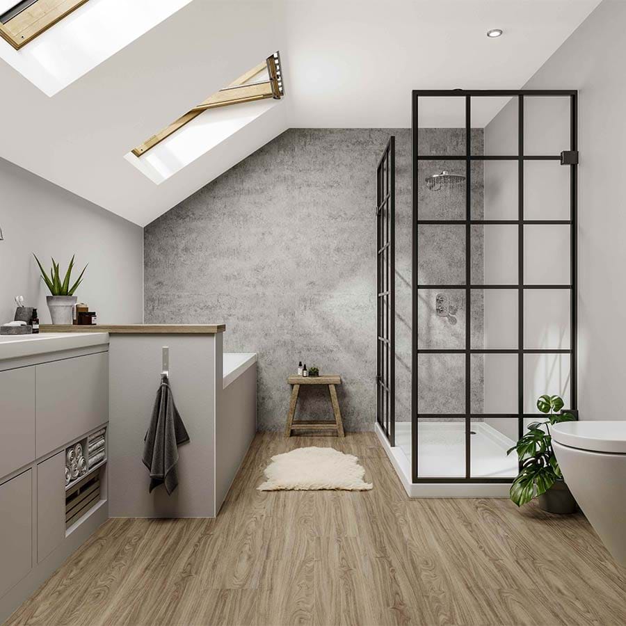 Pebble Grey Concrete Elements badkamer wandpaneel